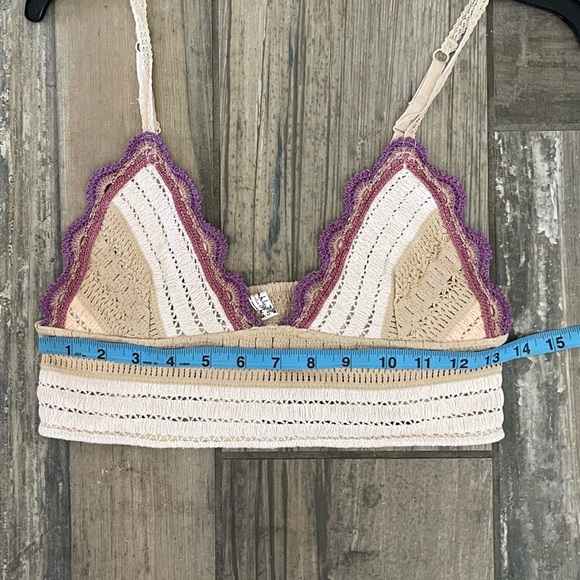 Free People Intimately Weekend Soft Pink Combo Crochet Bralette Top size Small - Picture 8 of 9
